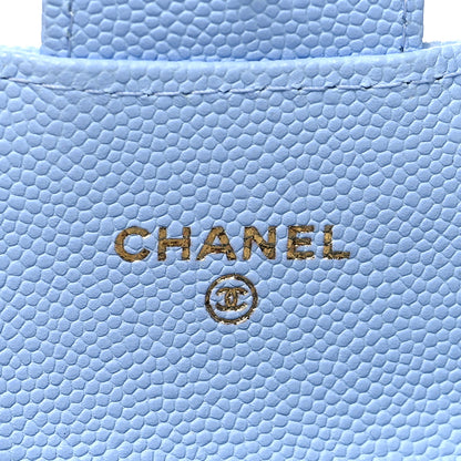 Chanel Caviar Quilted Flap Card Holder Wallet Light Blue 6 of 9