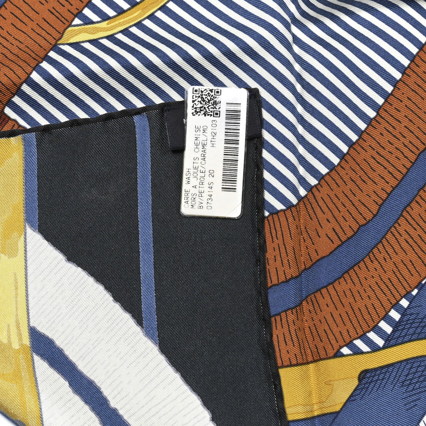 Silk Mors A Jouets Chemise Scarf 90 Petrole Caramel