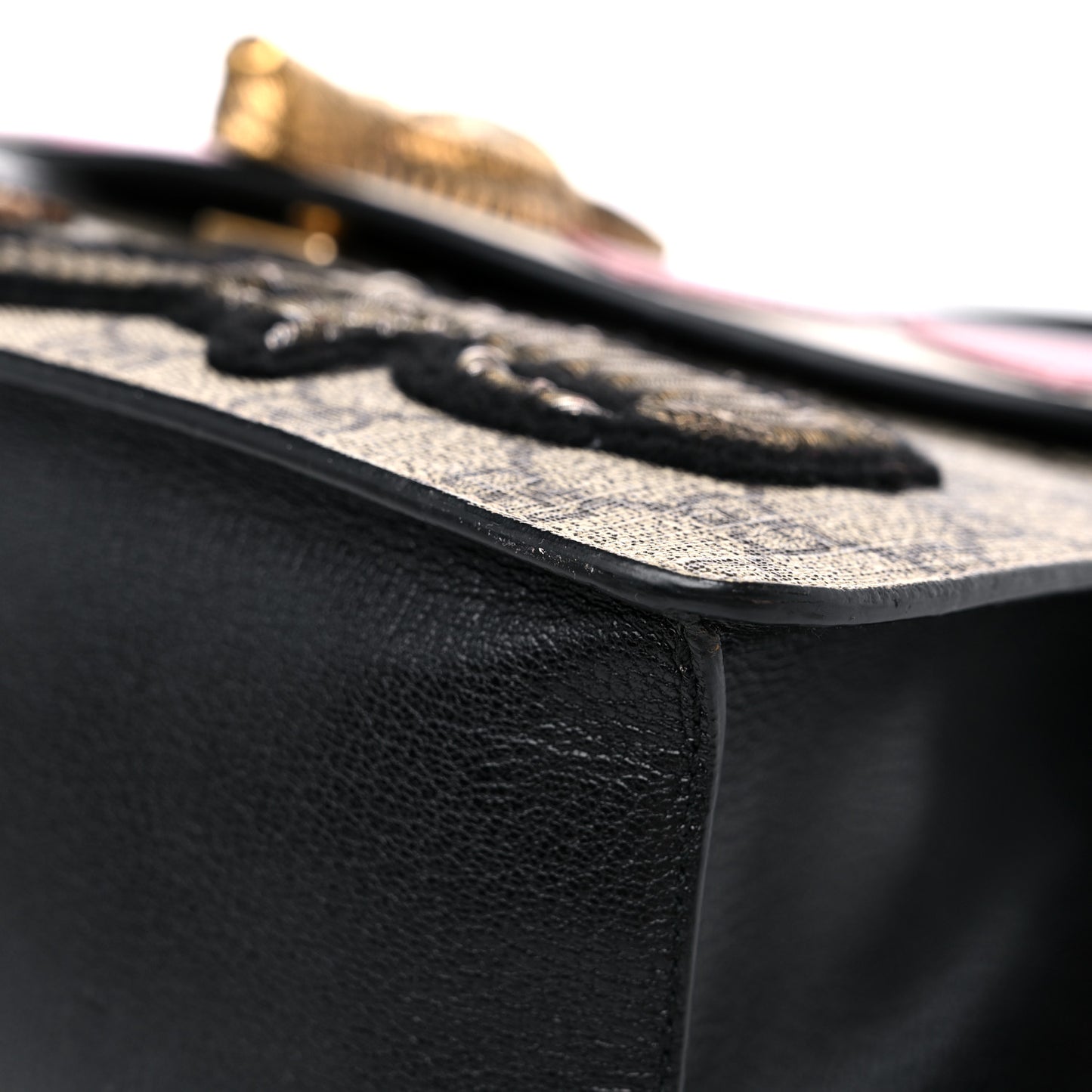 GG Supreme Monogram Goatskin Pearl Embroidered Medium Fox Broche Top Handle Bag Beige Ebony Black Hibiscus Red Mystic White