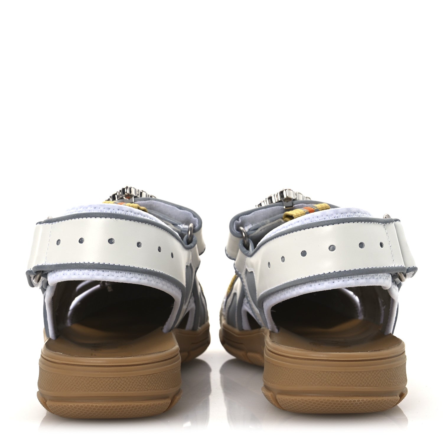 Gucci Mesh Fabric Tinsel Sport Sandals 37 White Silver 6 of 13