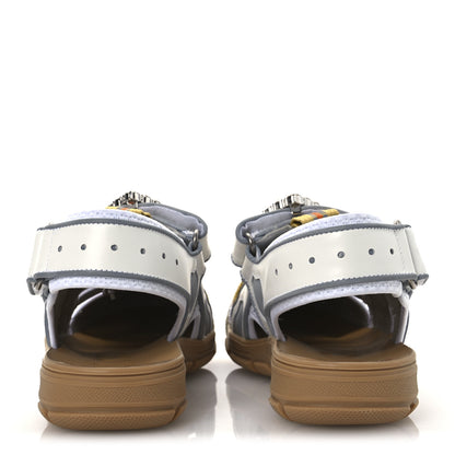 Gucci Mesh Fabric Tinsel Sport Sandals 37 White Silver 6 of 13