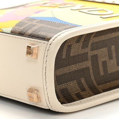 Fendi Glazed Fabric Vitello King Plexiglass FF 1974 Logo Hairdo Girls Inlay Mini Fendi Sunshine Shopper Tote Mogano Panna Multicolor 6 of 9