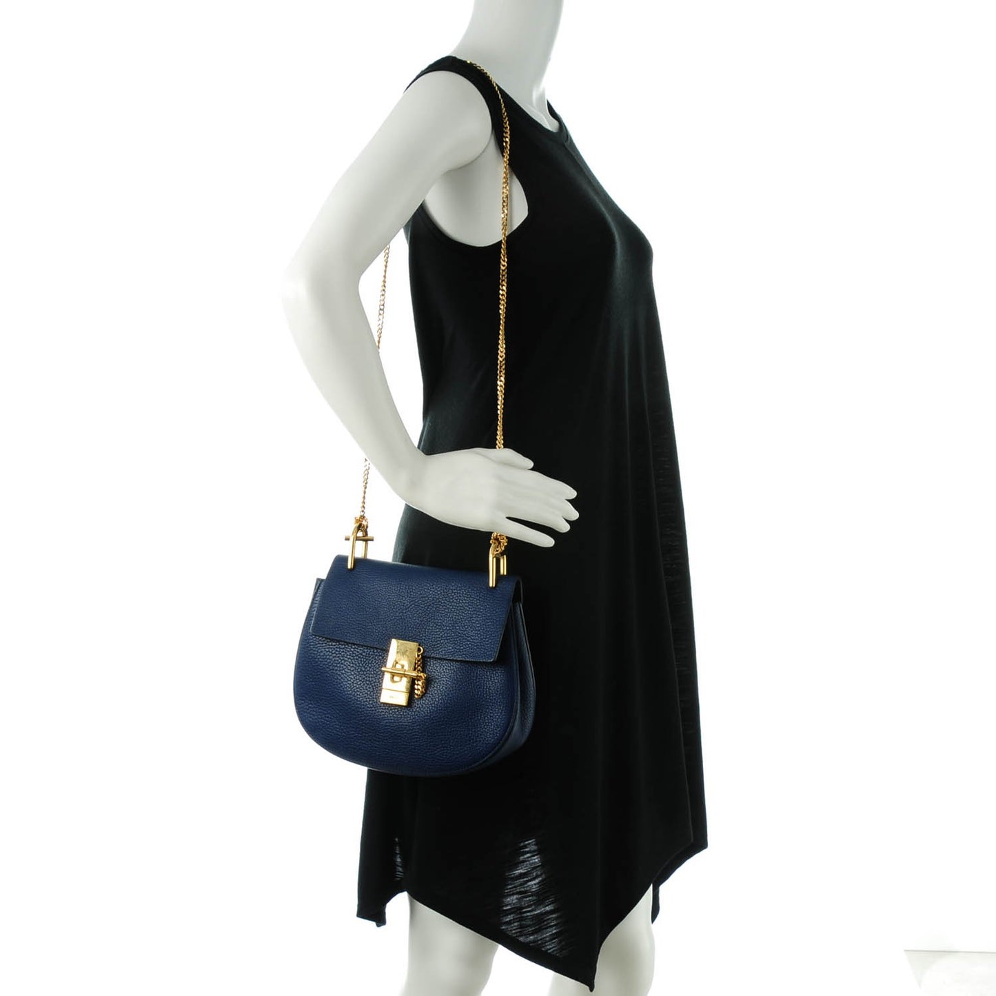Grained Lambskin Medium Drew Shoulder Bag Royal Navy
