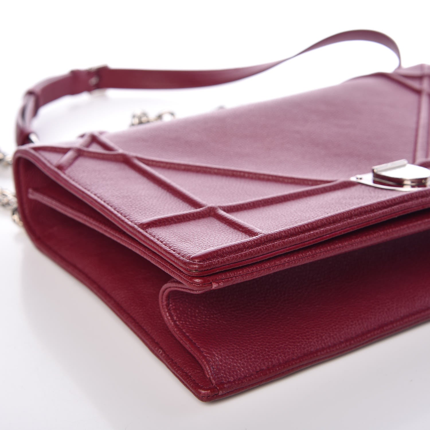 Christian Dior Grained Calfskin Large Diorama Flap Bag Burgundy 10 of 13