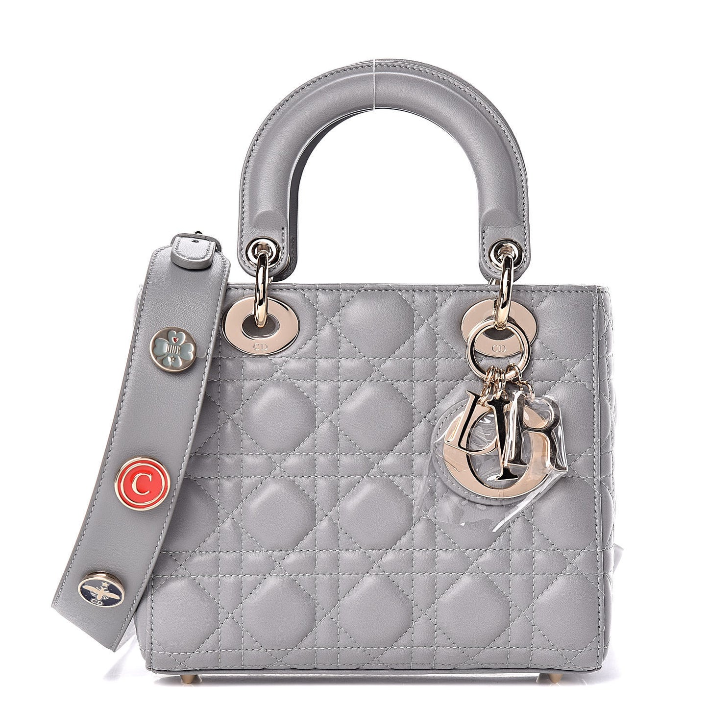 Lambskin Cannage Small Lucky Badges My Lady Dior Grey