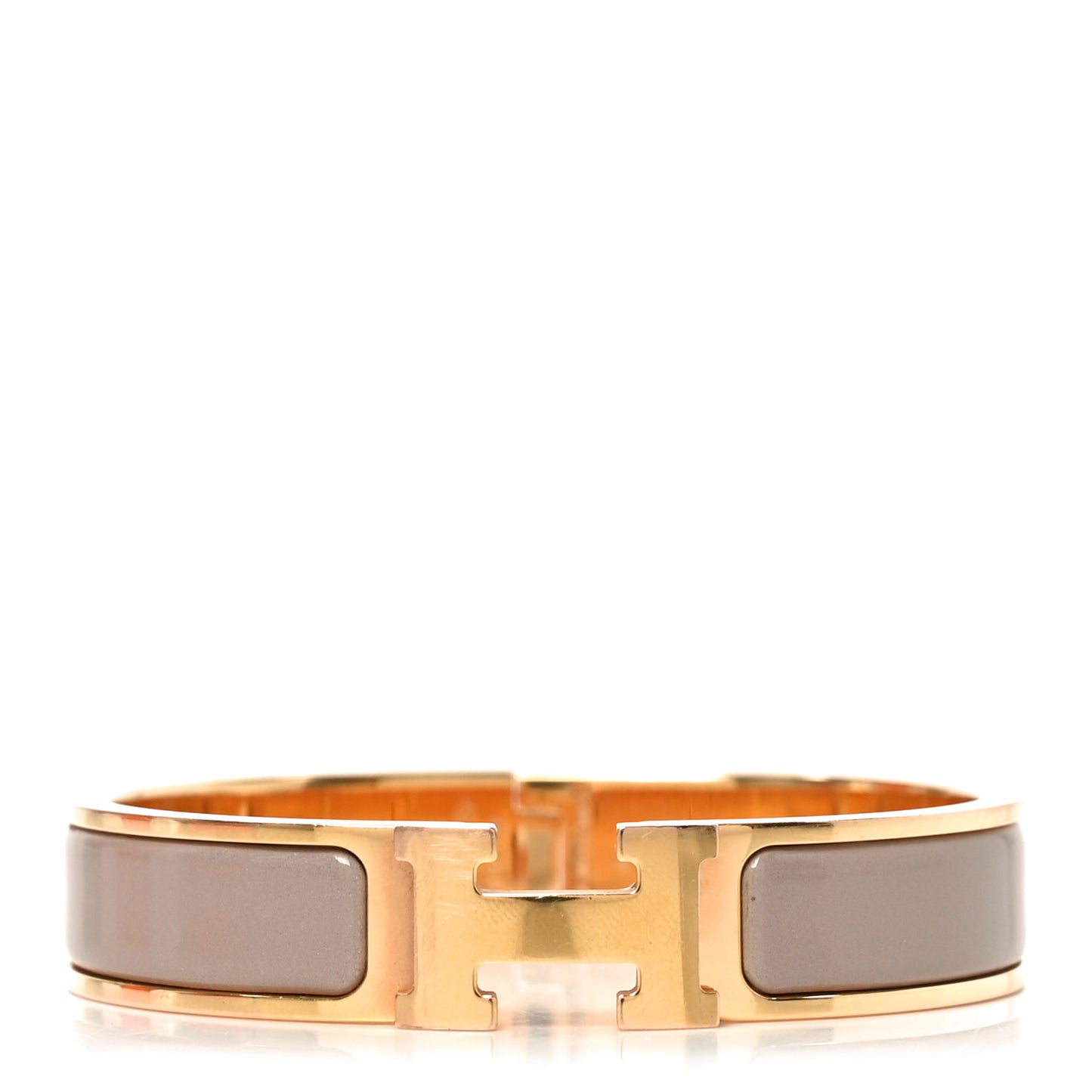 Enamel Narrow Clic Clac H Bracelet PM Marron Glace