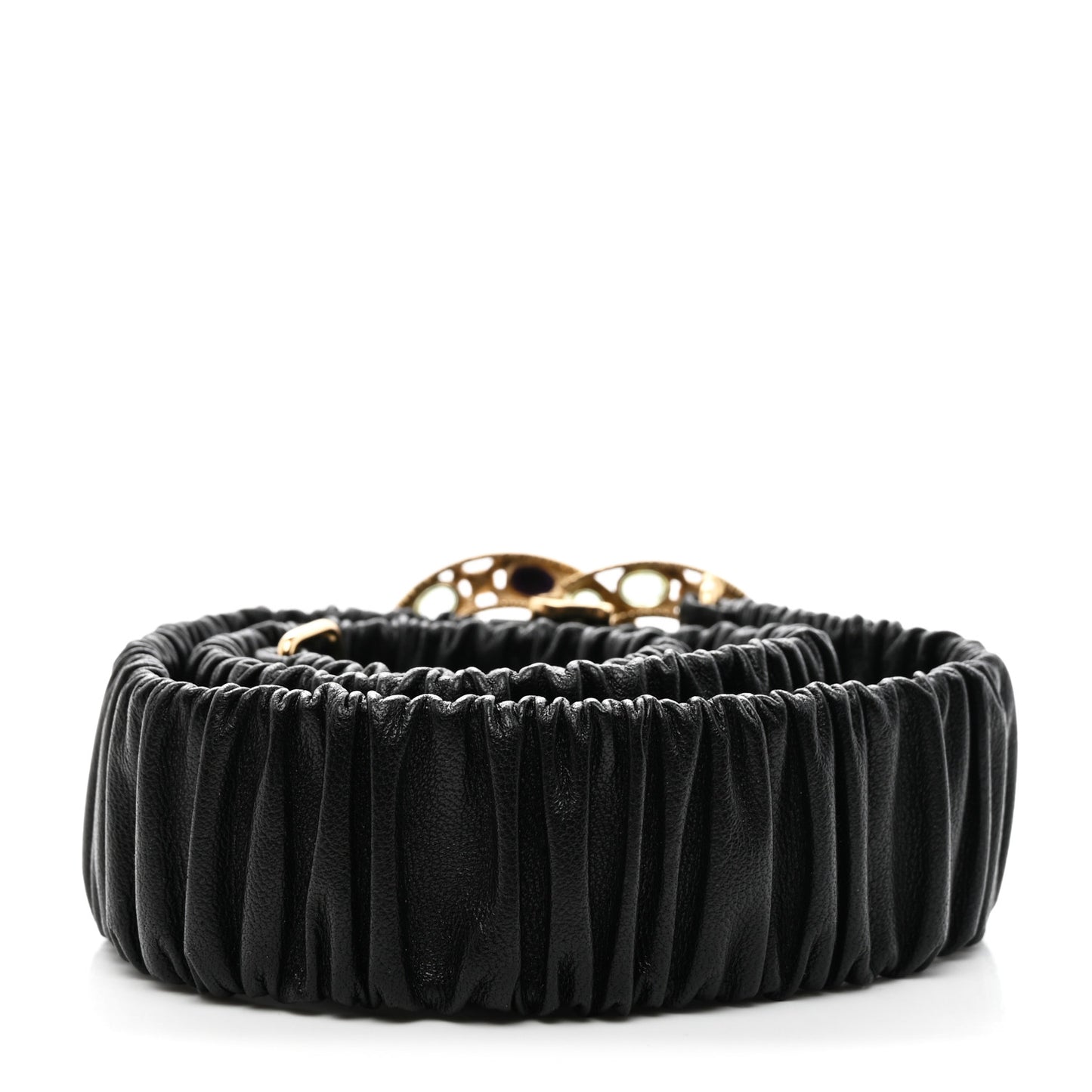 Calfskin Gripoix Poured Glass Along The Nile CC Belt 80 32 Black Gold Orange