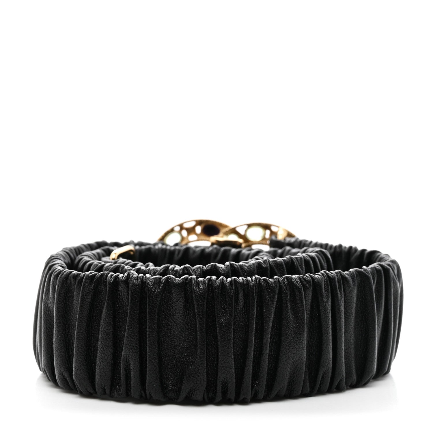 Chanel Calfskin Gripoix Poured Glass Along The Nile CC Belt 80 32 Black Gold Orange 2 of 5
