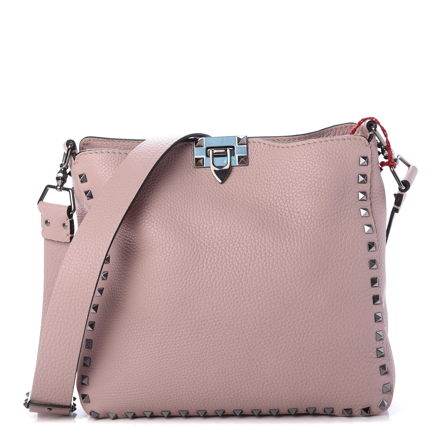 Valentino Garavani Pebbled Calfskin Small Rockstud Flip-Lock Messenger Bag Poudre 1 of 8