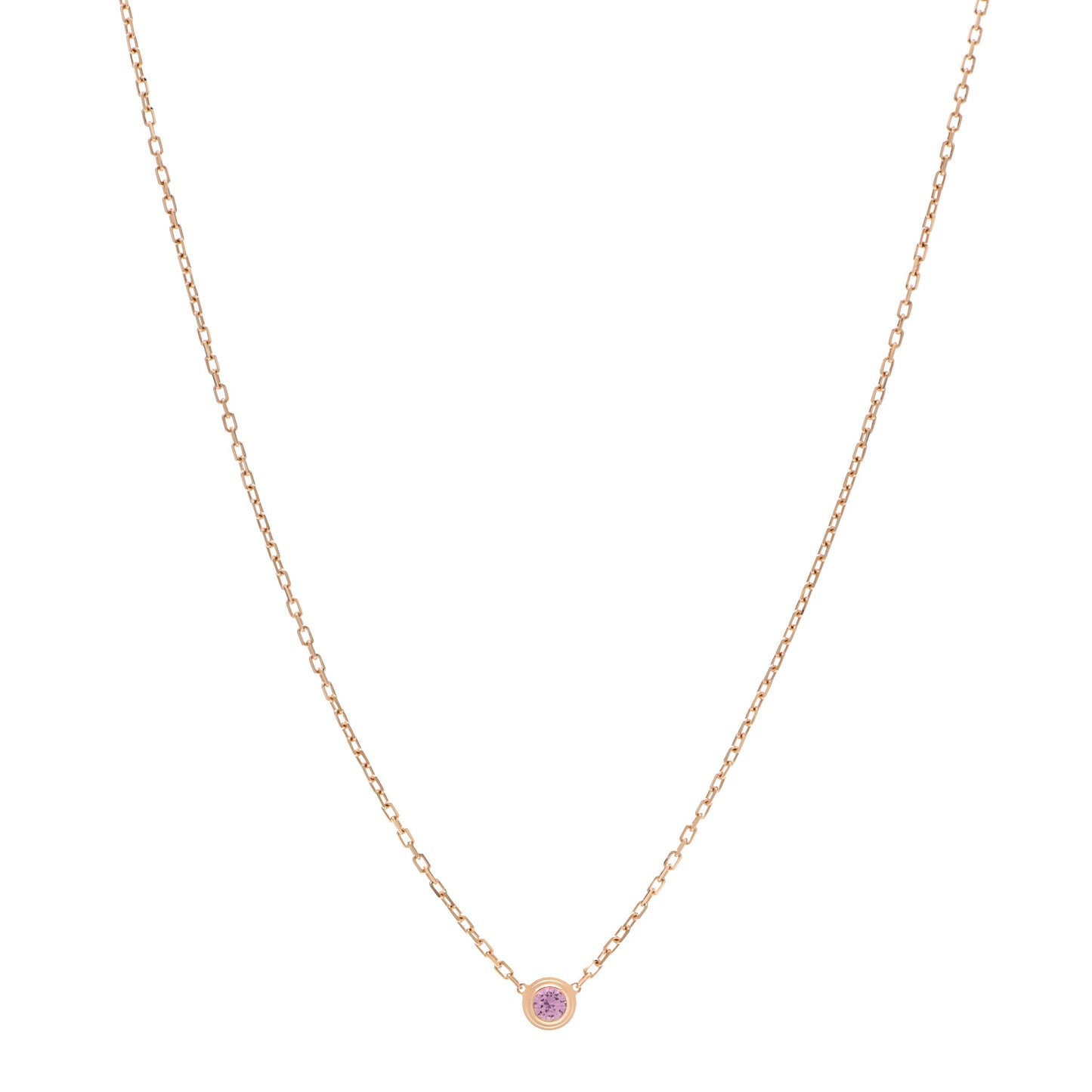18K Pink Gold Pink Sapphire D'Amour Pendant Necklace