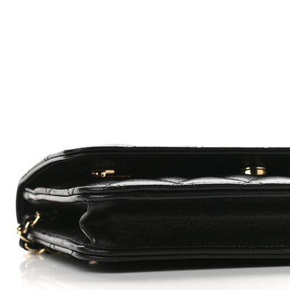 Chanel Lambskin Quilted Coco Bow Wallet On Chain WOC Black 8 of 9