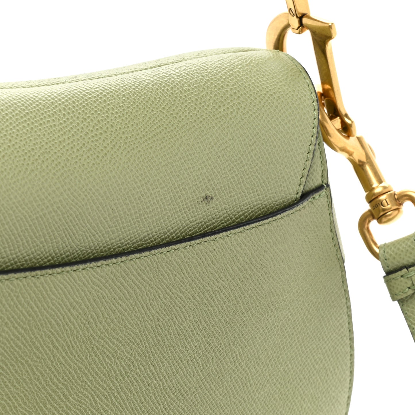 Grained Calfskin Saddle Bag With Strap Ethereal Green