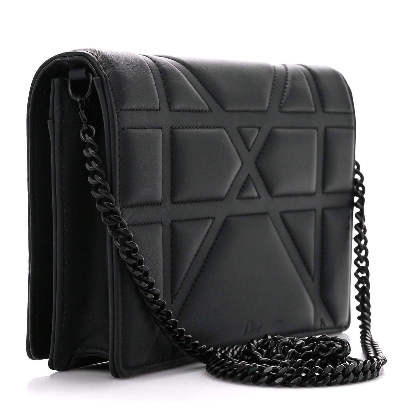 Ultra Matte Calfskin Diorama Wallet on Chain Pouch Black