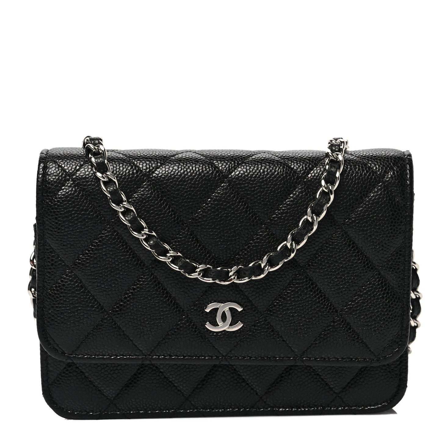Caviar Quilted Mini Wallet On Chain WOC Black