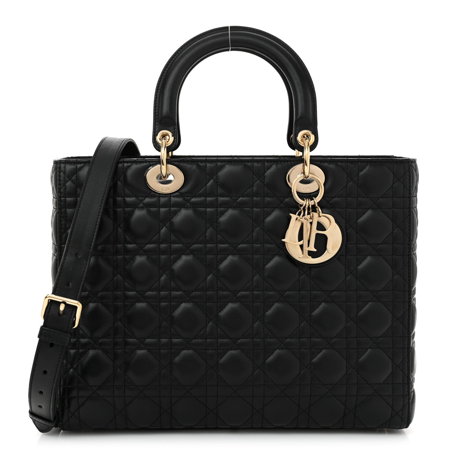 Christian Dior Lambskin Cannage Large Lady Dior Black 1 of 14