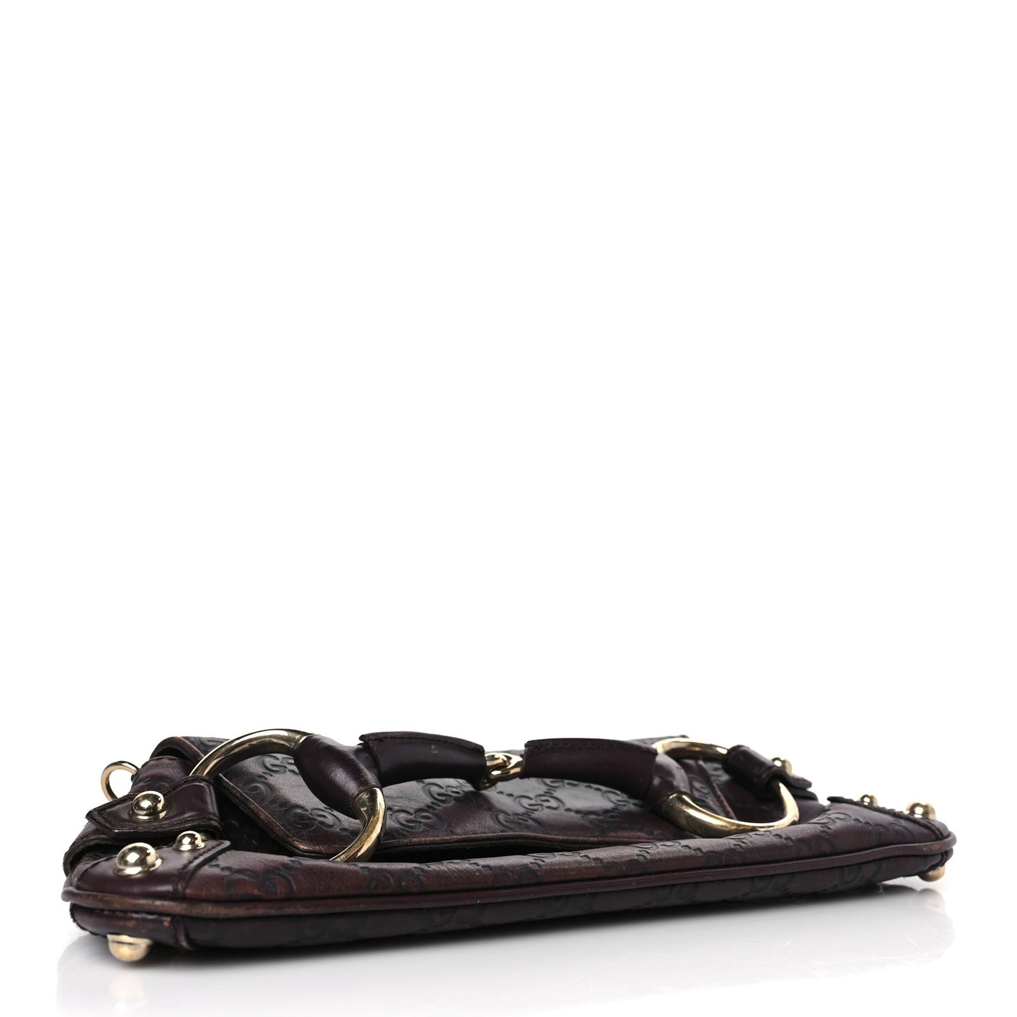 Guccissima Small Horsebit Chain Clutch Chocolate