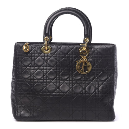 Christian Dior Lambskin Cannage Large Lady Dior Black 1 of 13