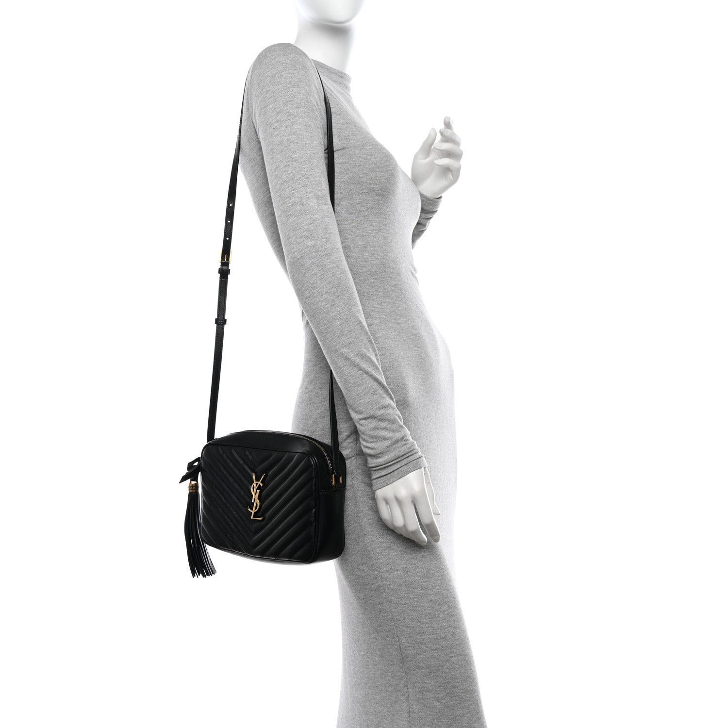 Saint Laurent Calfskin Matelasse Monogram Lou Camera Bag Black 2 of 12