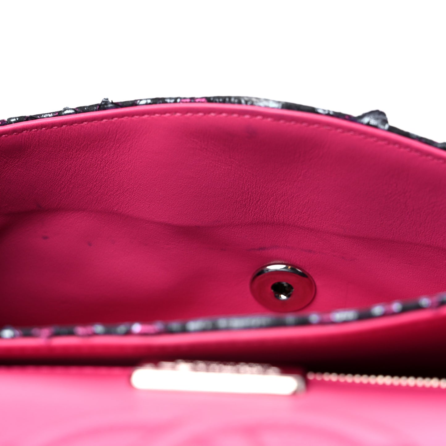 Metallic Snakeskin Medium Double Flap Blue Pink