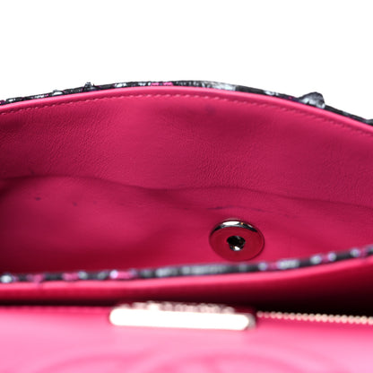 Chanel Metallic Snakeskin Medium Double Flap Blue Pink 13 of 15