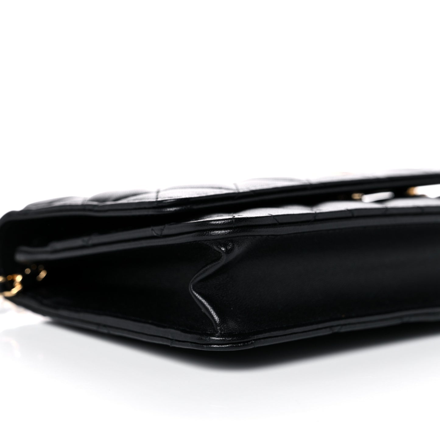 Lambskin Quilted Wallet On Chain WOC Black