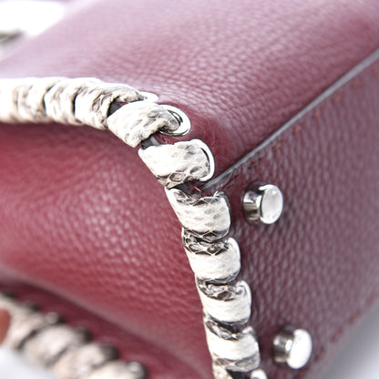 Fendi Cuoio Romano Elaphe Selleria Lace Up Bi-Color Medium Peekaboo Iconic Satchel Bordeaux Grigio Polvere Natural 13 of 15