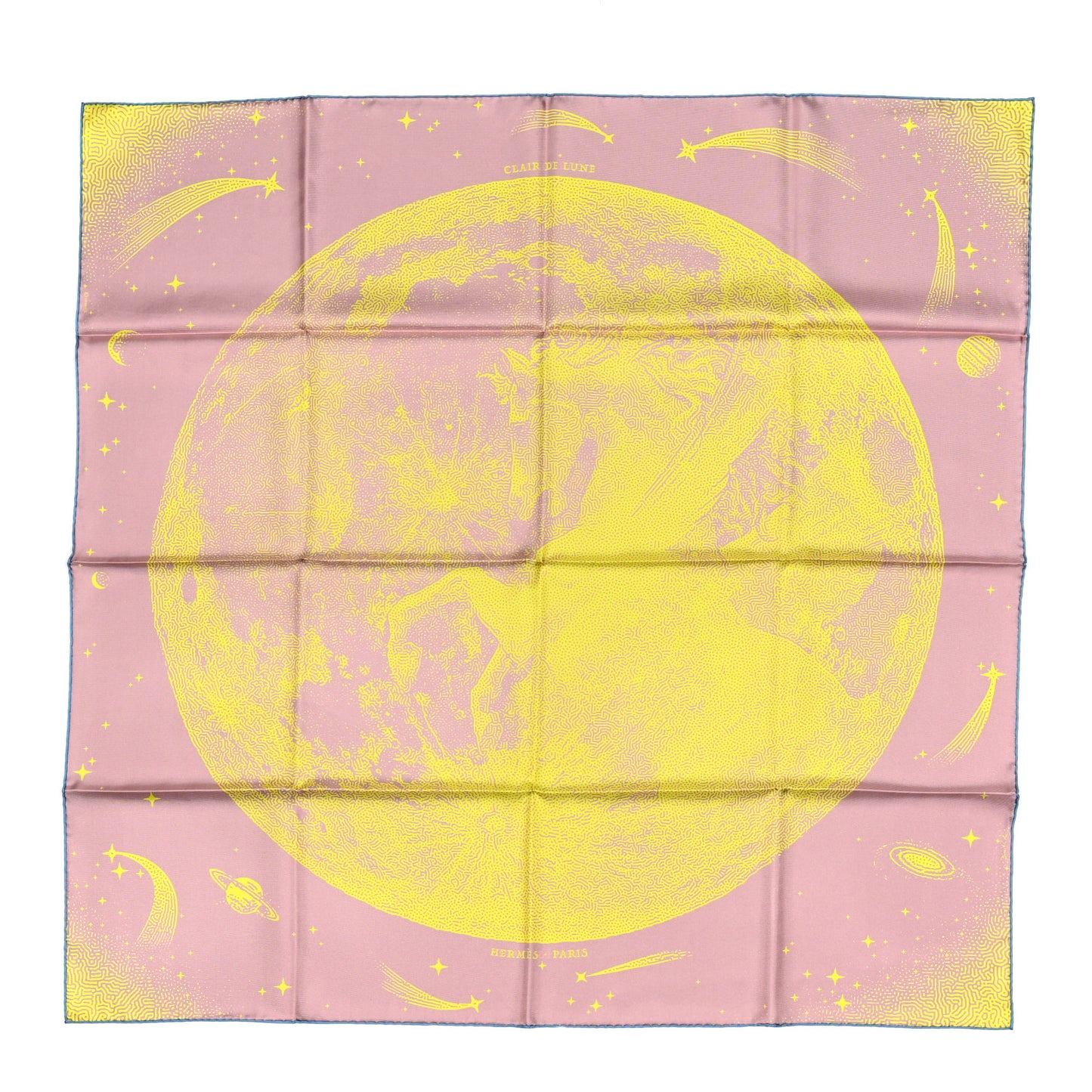 Silk Double Face Clair De Lune Scarf 90 Vieux Rose Jaune