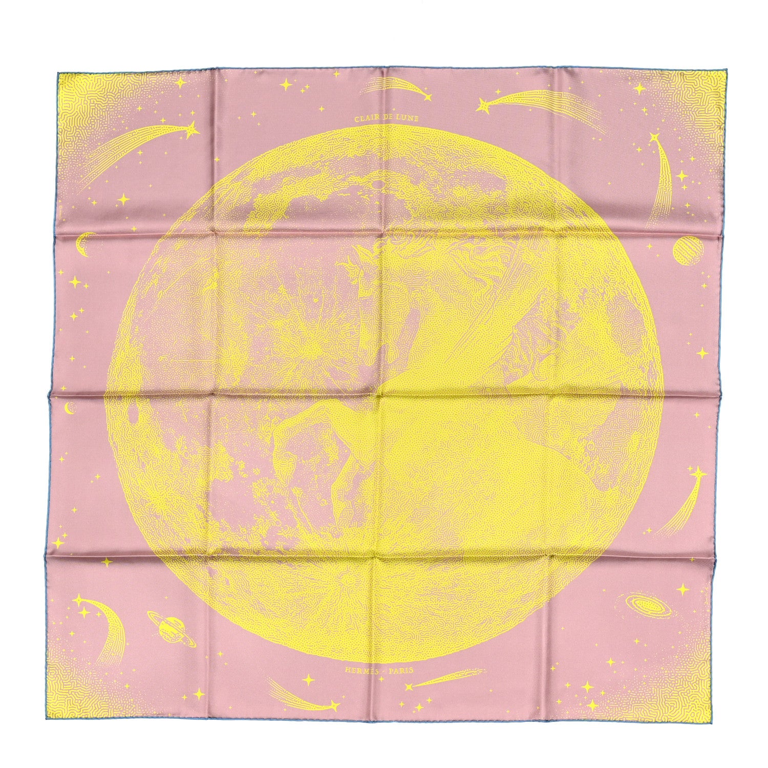 Hermes Silk Double Face Clair De Lune Scarf 90 Vieux Rose Jaune 1 of 4