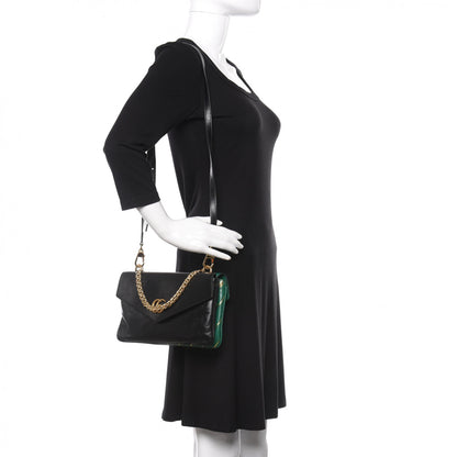 Gucci Calfskin Diagonal GG Medium Thiara Double Envelope Shoulder Bag Emerald Green Black 2 of 10