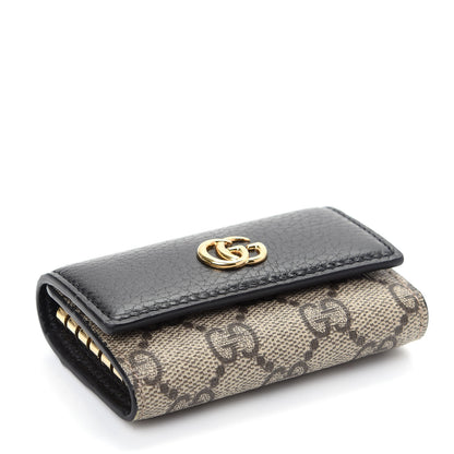 Gucci Dollar Calfskin GG Supreme Monogram GG Marmont 6 Key Holder Case Black Beige Ebony 4 of 8