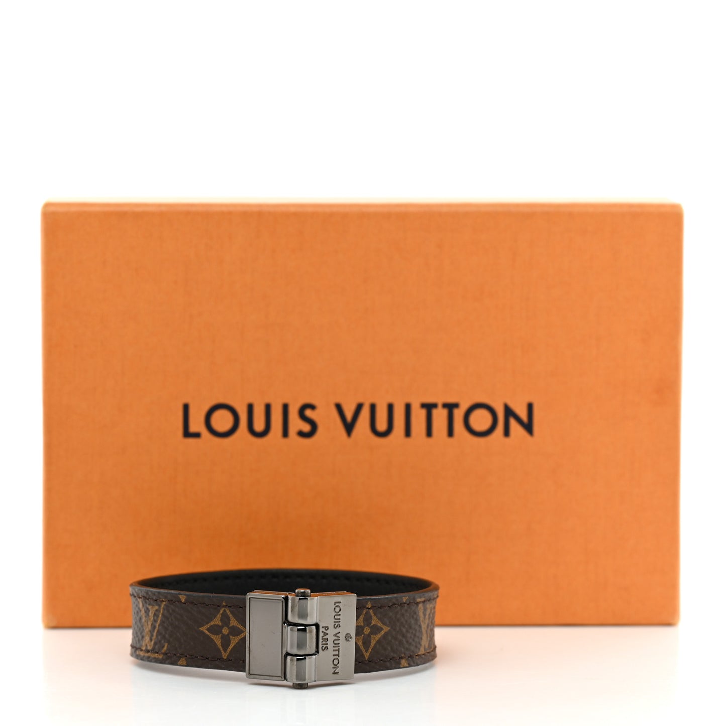 Monogram LV Reversible Hinge Bracelet Black