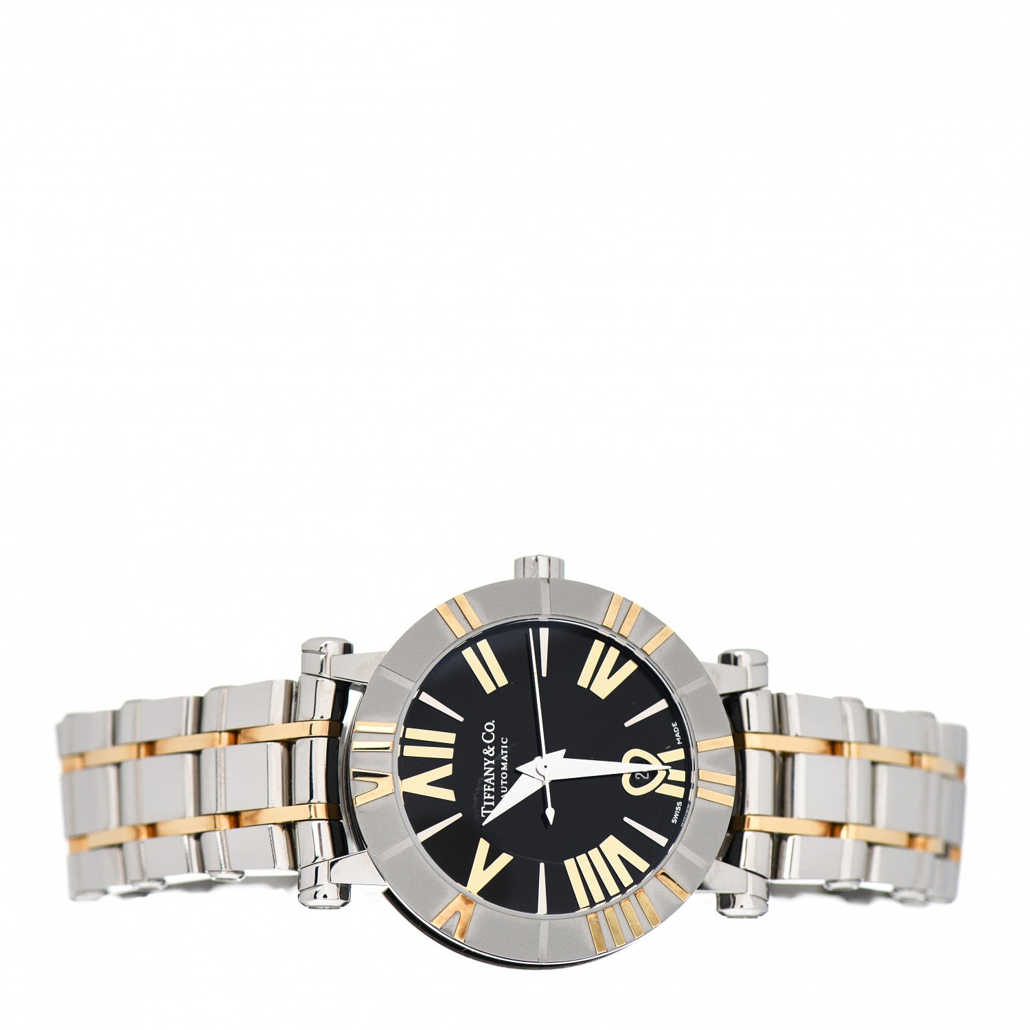 Tiffany Stainless Steel 18K Yellow Gold 30mm Atlas Automatic Watch Black 2 of 5