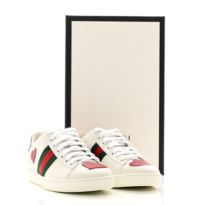 Gucci Calfskin Web Heart Embroidered Womens Ace Sneakers 37 White 9 of 9