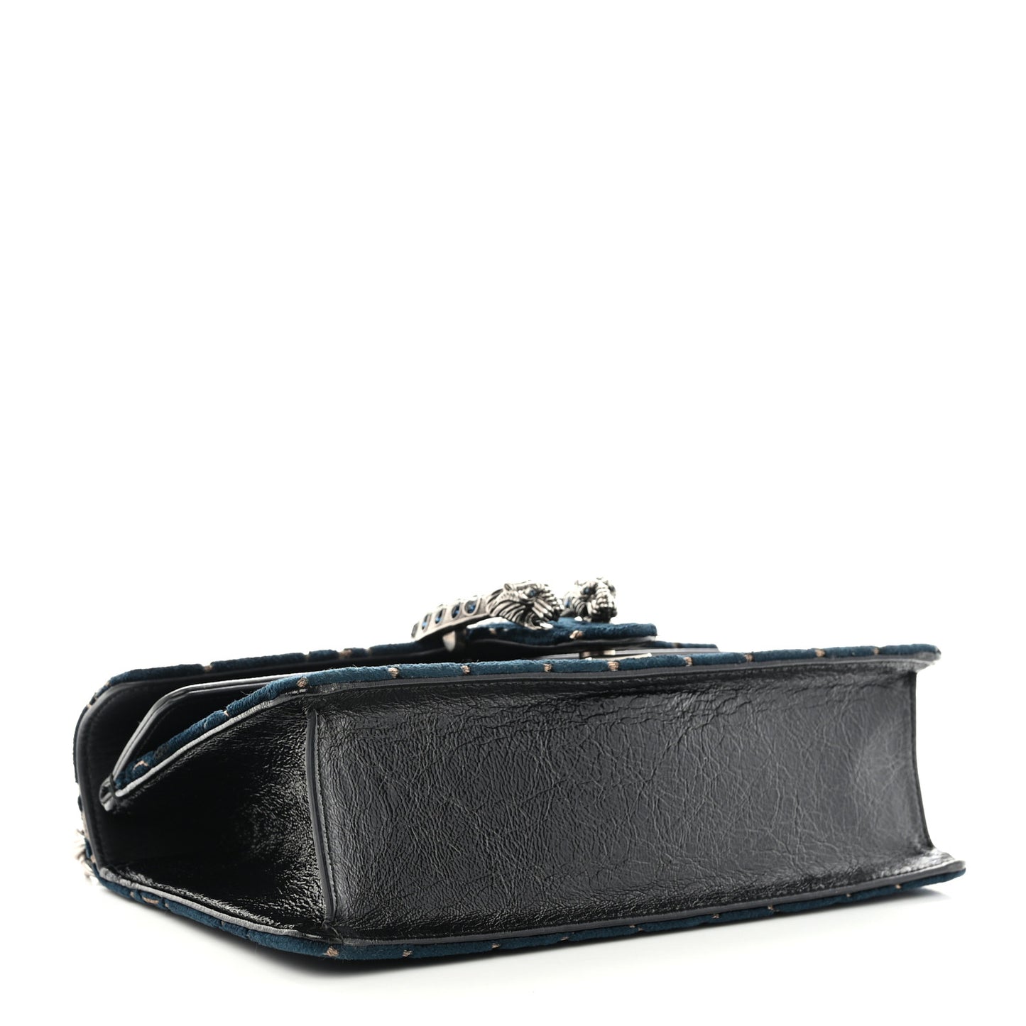 Velvet Skipper Crystal GG Monogram Small Dionysus Shoulder Bag Blue Beige Black