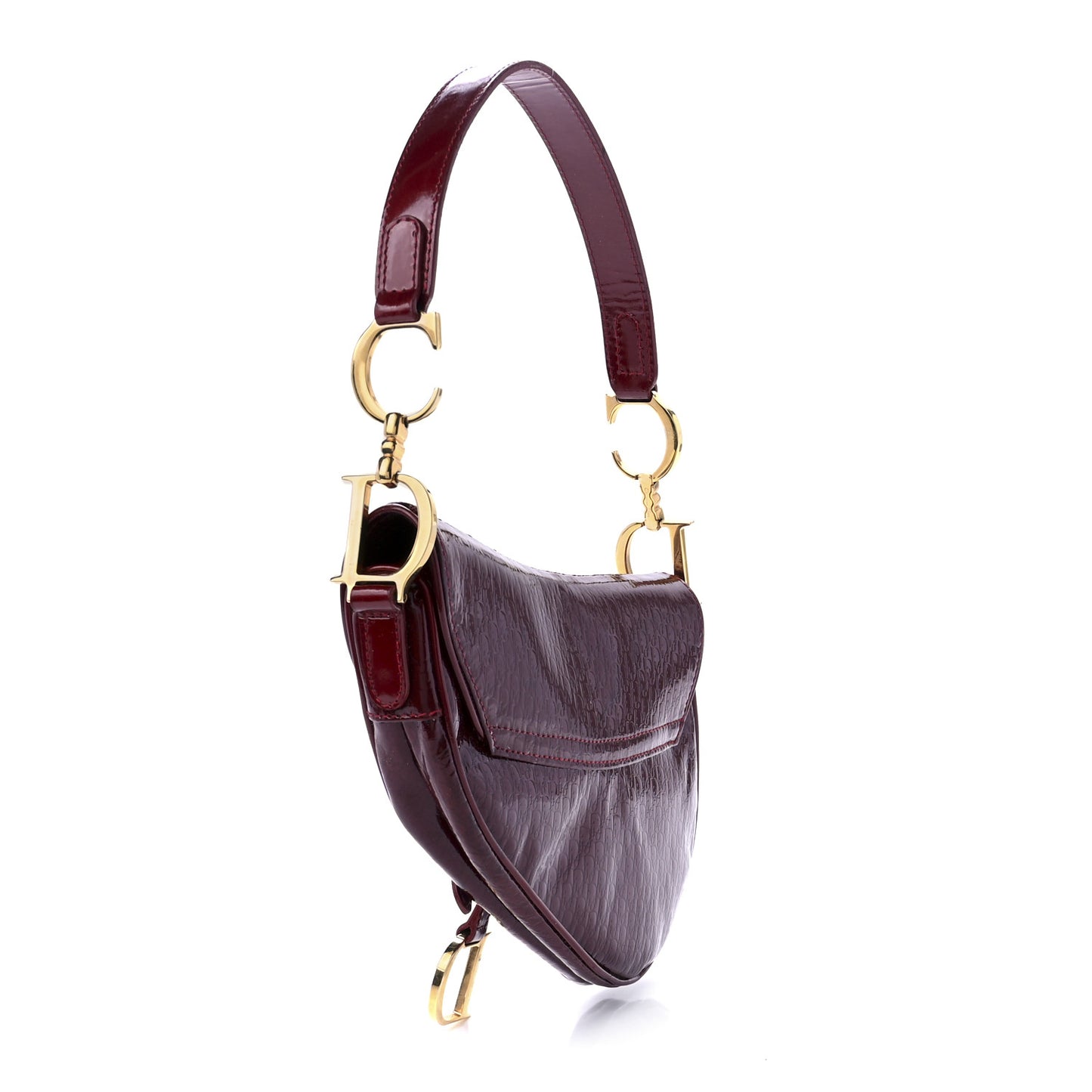 Patent Diorissimo Saddle Bag Dark Red