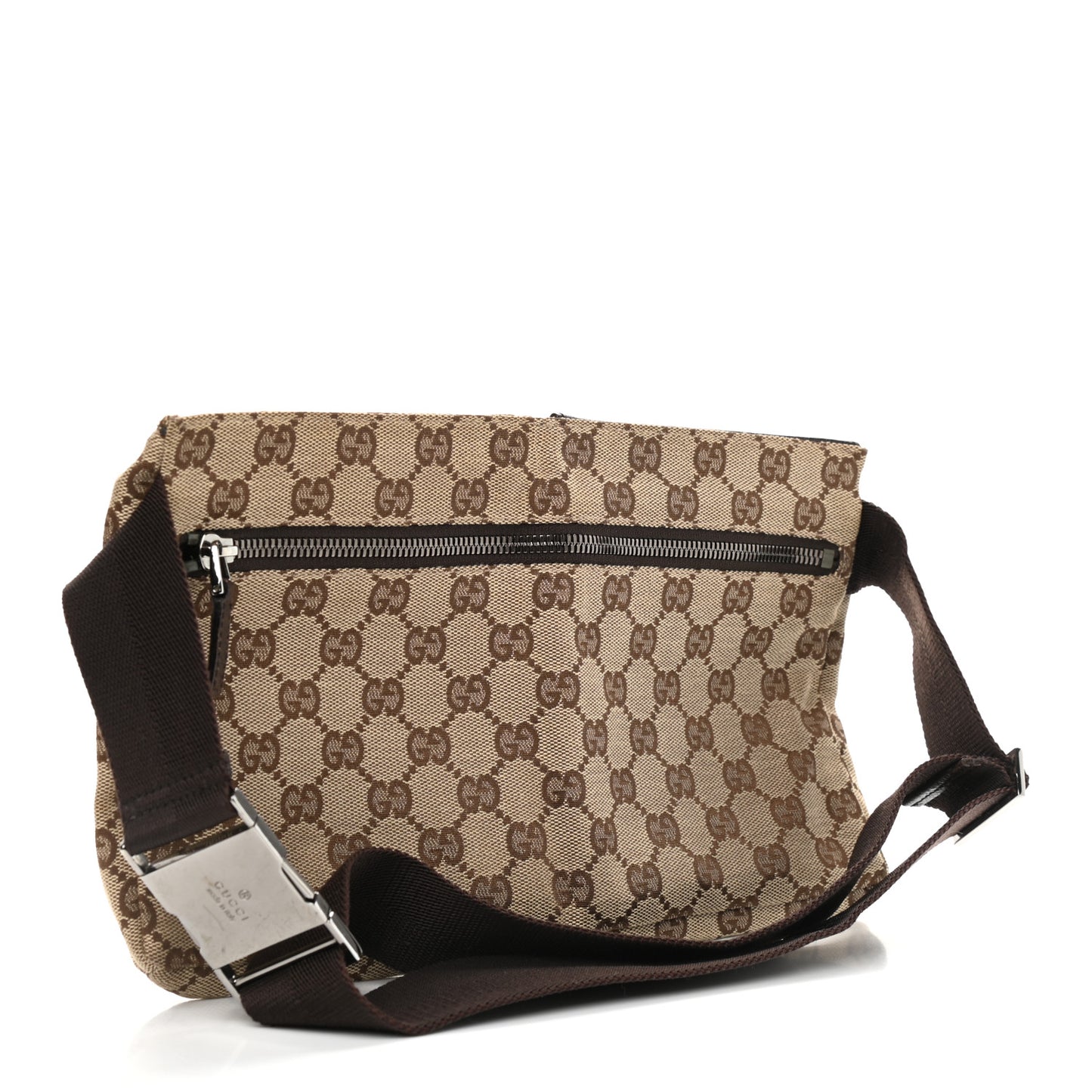 GG Monogram Double Pocket Belt Bag Dark Brown