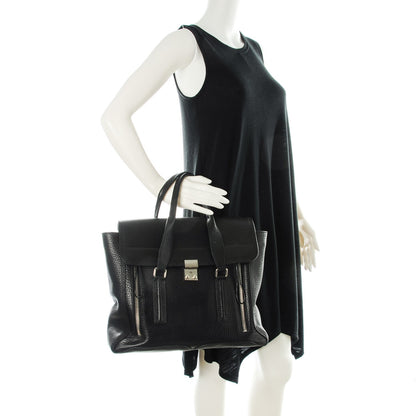 3.1 Phillip Lim 3.1 Textured Calfskin Medium Pashli Satchel Black 2 of 7