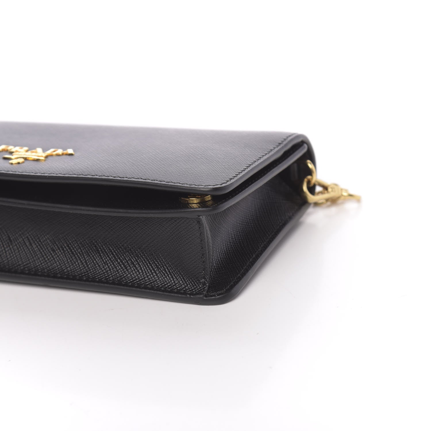Prada Saffiano Metal Phone Wristlet Crossbody Wallet Black 8 of 9
