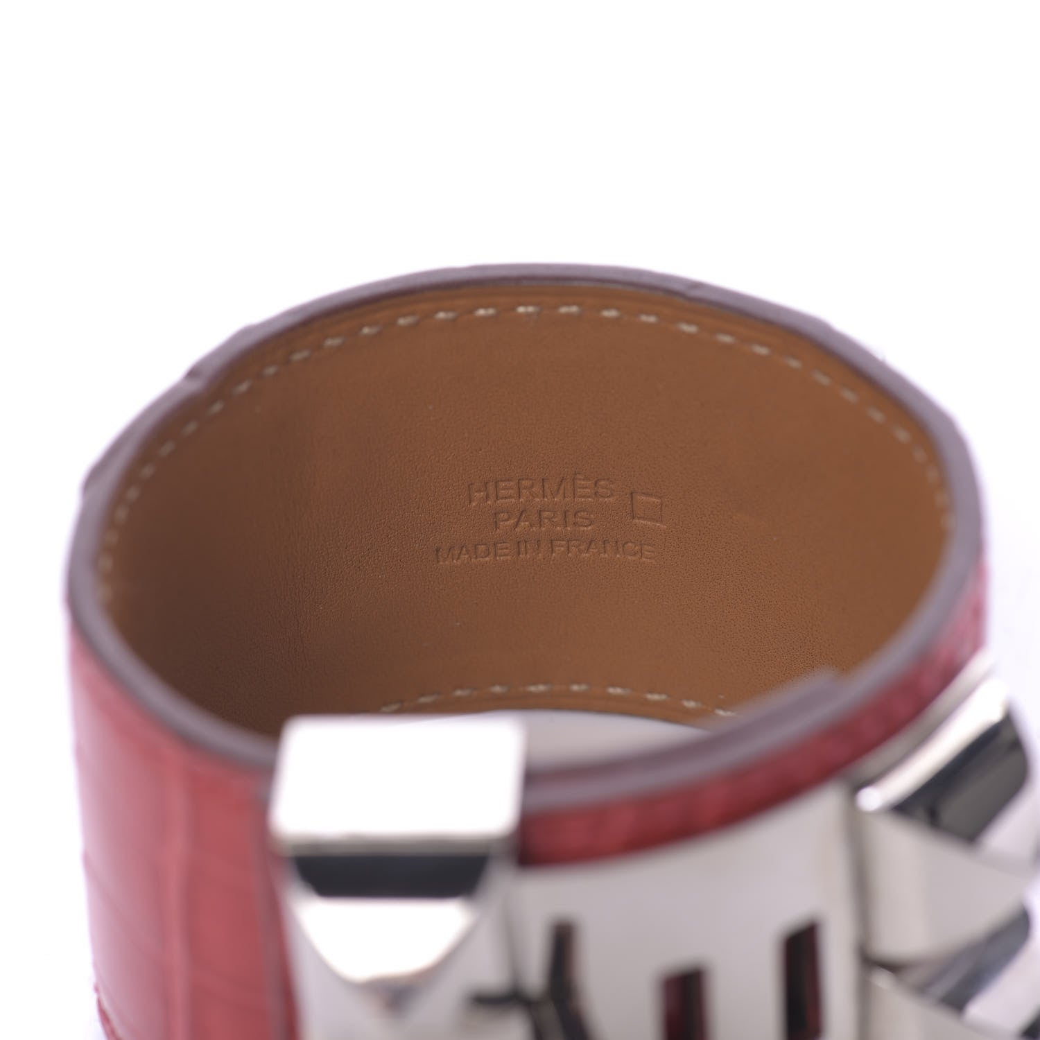Hermes Shiny Alligator Collier De Chien CDC Bracelet S Rouge Vif 4 of 5