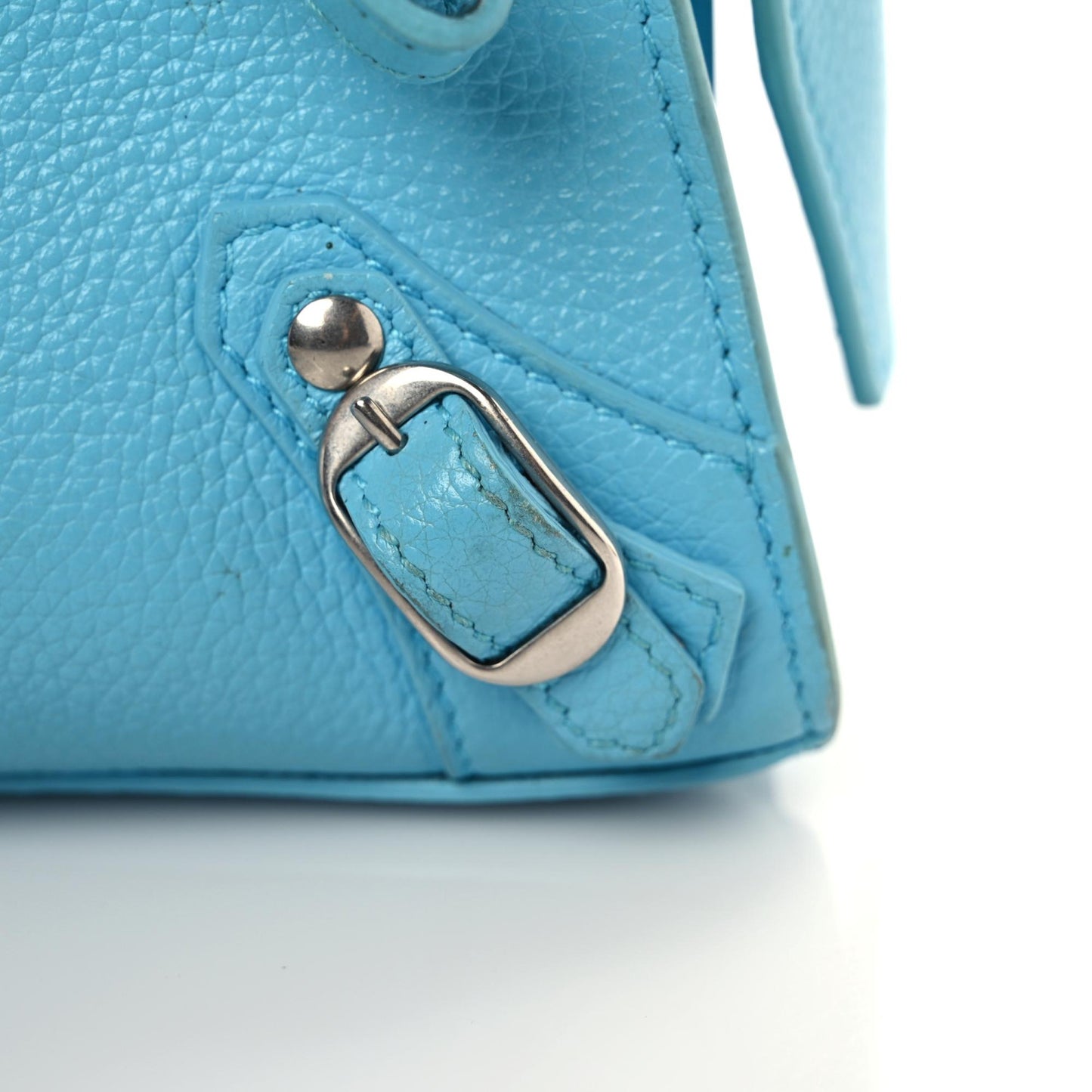Grained Calfskin Neo Classic Silver Hardware Mini City Azur