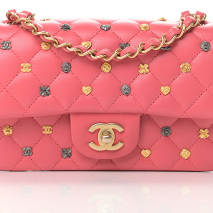 Chanel Lambskin Quilted Studded Mini Rectangular Flap Pink 8 of 11