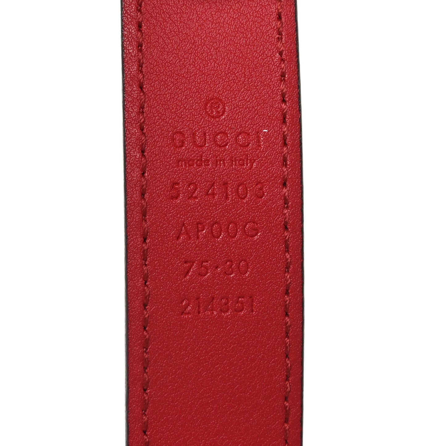 Moon Calfskin Torchon Double G 25mm Belt 75 30 Hibiscus Red