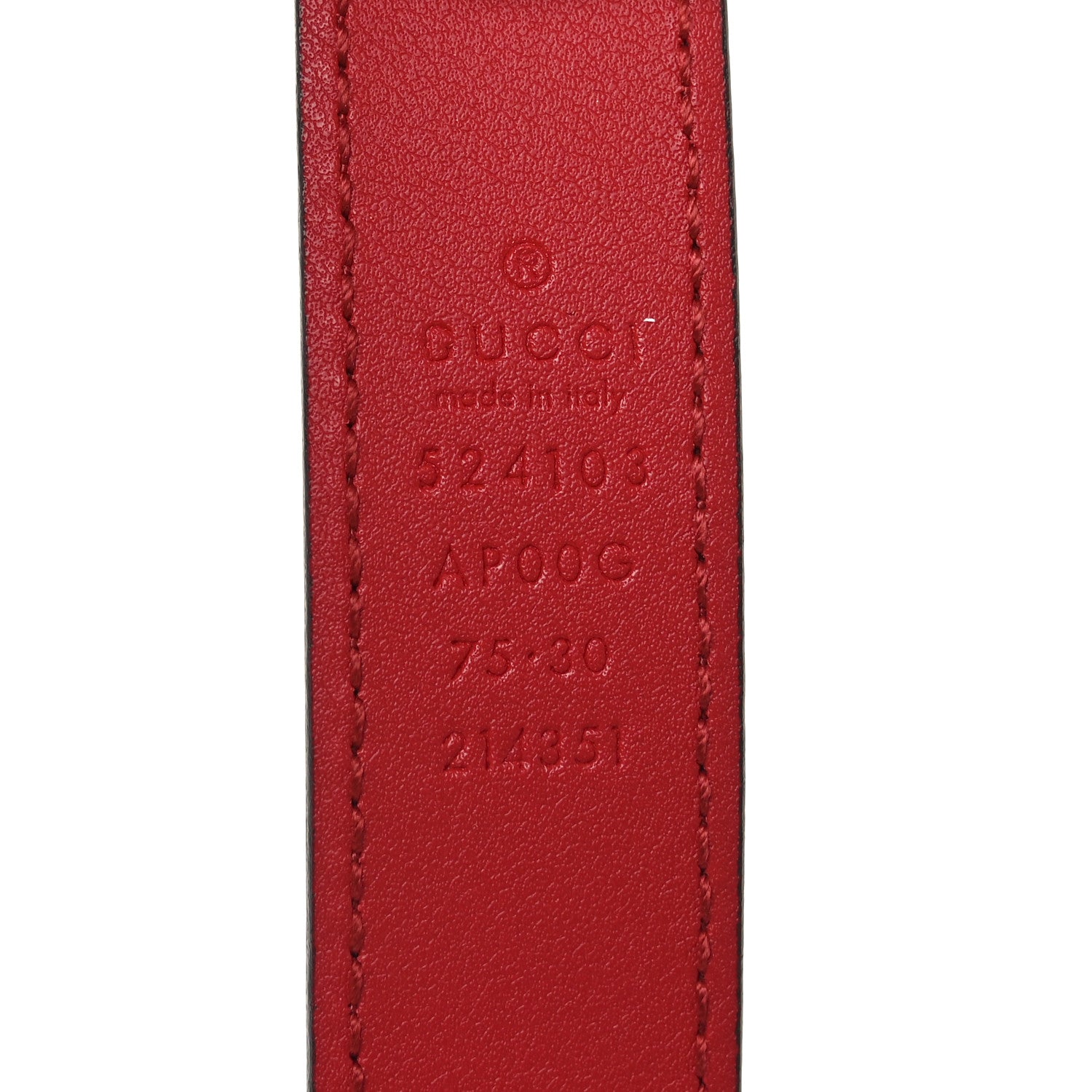 Gucci Moon Calfskin Torchon Double G 25mm Belt 75 30 Hibiscus Red 3 of 4