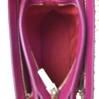 Christian Louboutin Calfskin Small Triloubi Paris Spikes Chain Bag Fuchsia 8 of 10