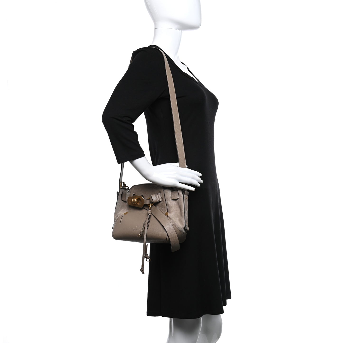 Suede Calfskin Small Owen Bucket Bag Motty Grey
