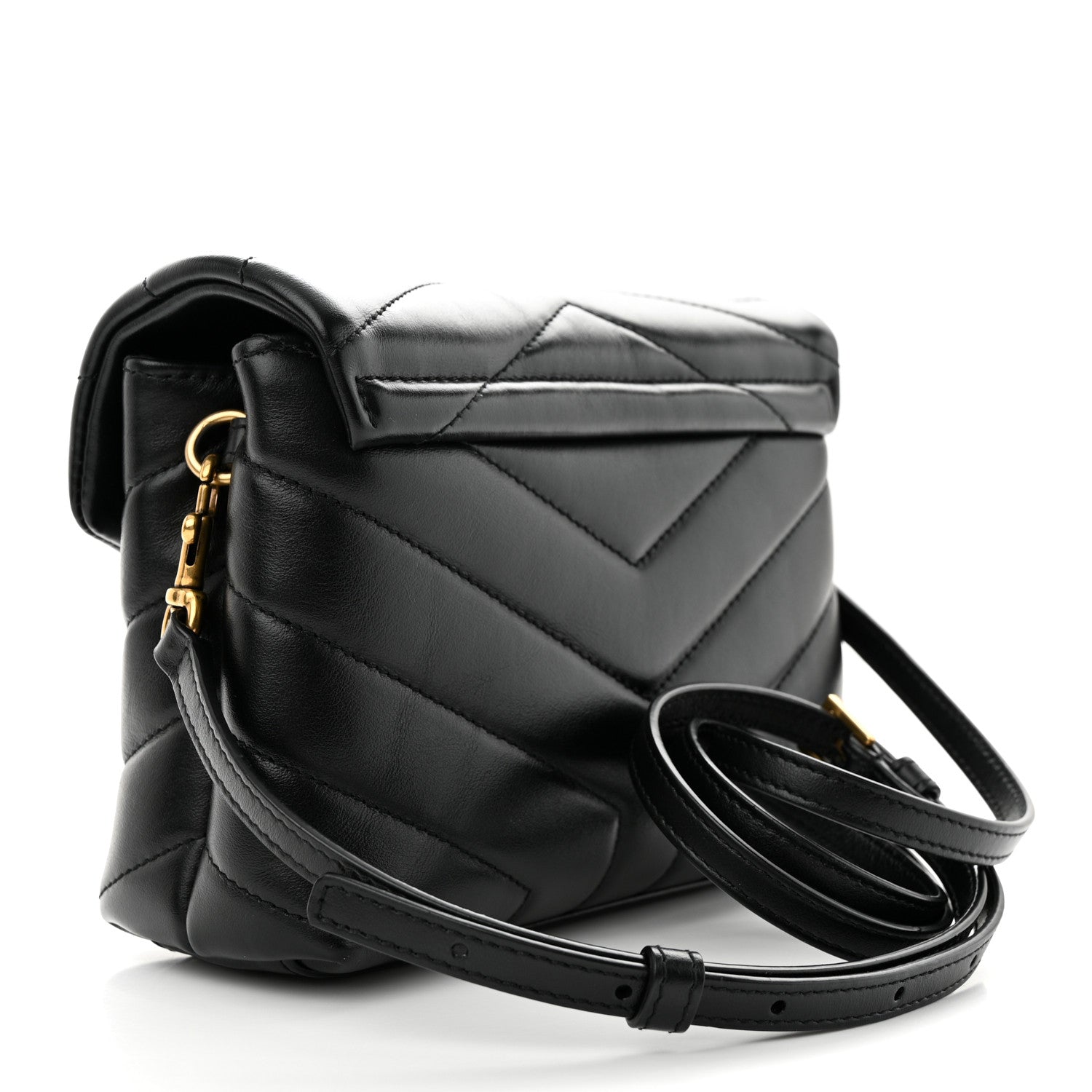 Saint Laurent Calfskin Y Quilted Monogram Toy Loulou Crossbody Bag Black 3 of 10