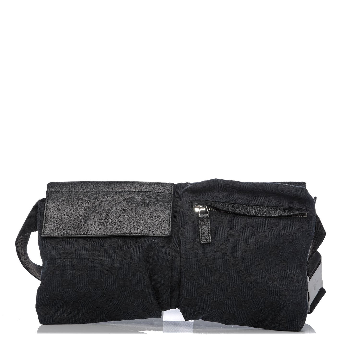 GG Monogram Double Pocket Belt Bag Black
