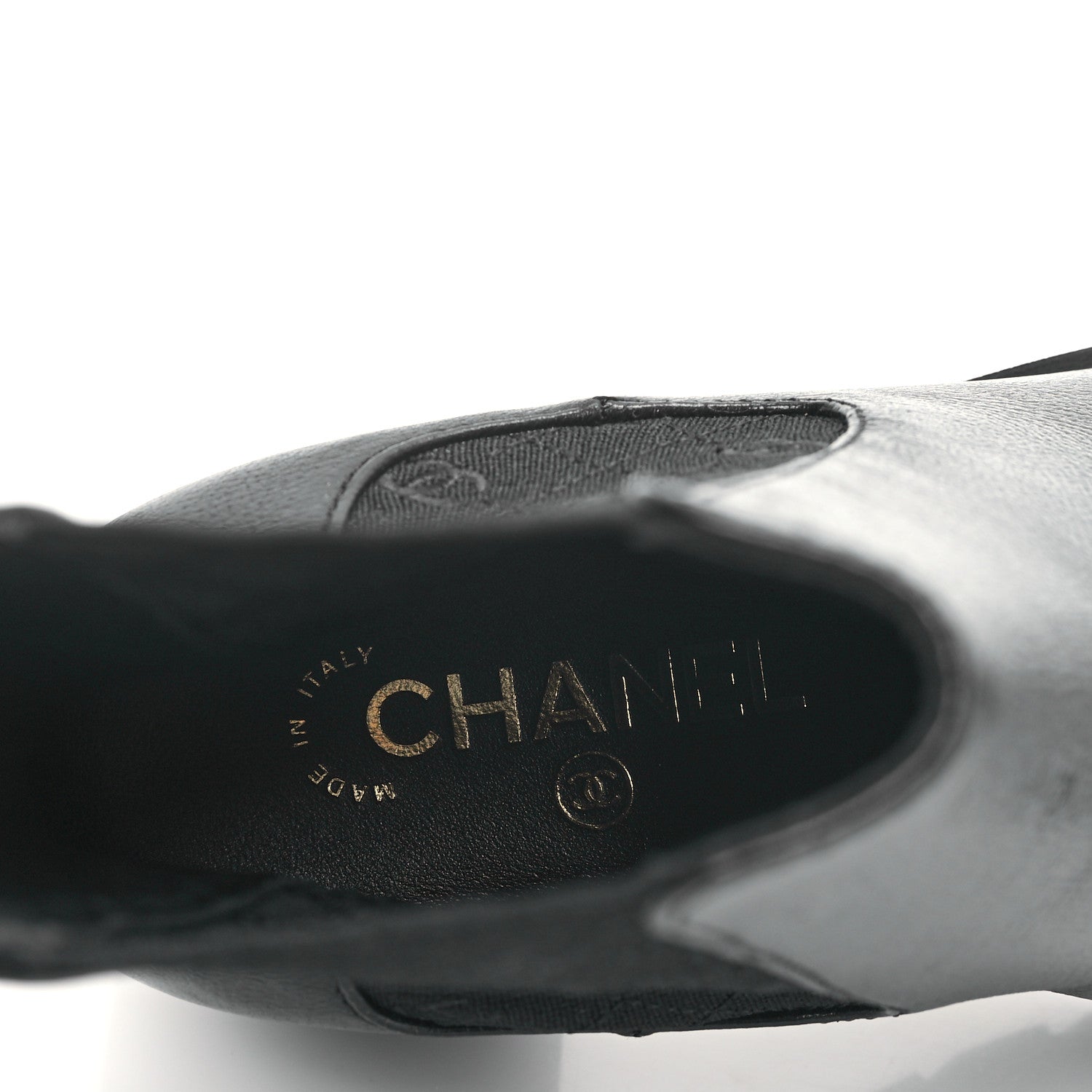 Chanel Calfskin Patent Cap Toe CC Short Boots 37 Black 7 of 8