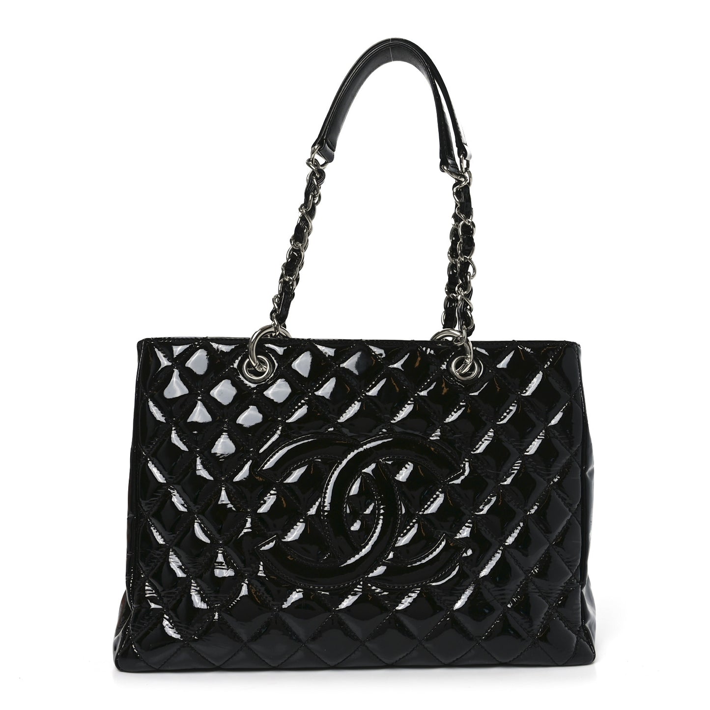 Patent Quilted Grand Shopping Tote GST Black