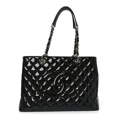 Chanel Patent Quilted Grand Shopping Tote GST Black 1 of 10